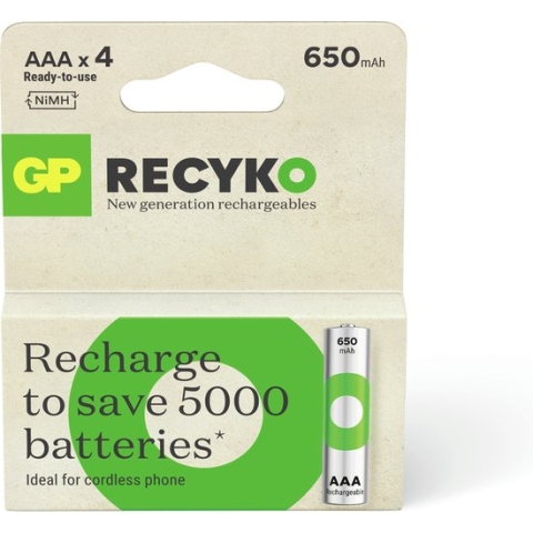 GP ReCyko Rechargeable AAA batterijen - Oplaadbare batterijen AAA - (650mAh) - 4 stuks