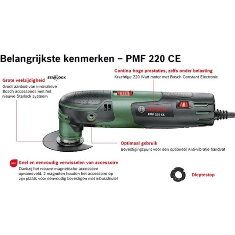 Bosch PMF 220 CE Multitool - op snoer - Oscillerend - 220 W - Incl. 9 accessoires en koffer