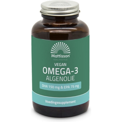 Mattisson Vegan Algenolie Omega 3 - DHA 150mg & EPA 75mg - Vegan Voedingssupplement - 180 Capsules