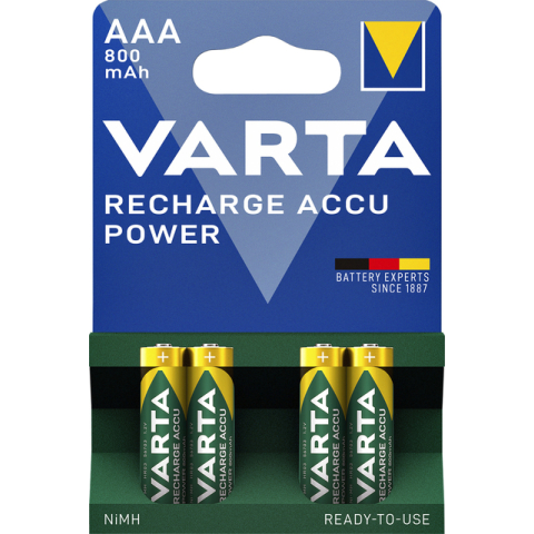 Varta AAA Oplaadbare Batterijen - 800mAh - 4 stuks