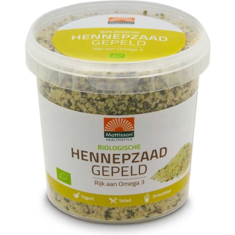 Mattisson Biologisch Hennepzaad Gepeld - Hennepzaad bevat Omega 3, Eiwitten & Vezels - 500 gram