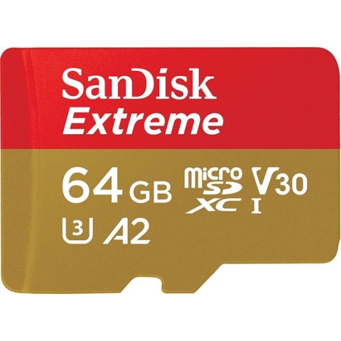 SanDisk Extreme MicroSDXC 64GB - U3 V30 A2 - 160MB/s - GN6MA - met adapter