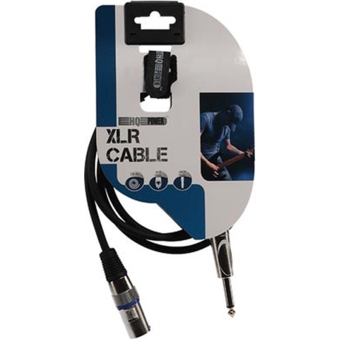HQ-Power XLR-jack kabel, 1 x XLR mannelijk, 1 x jack 6.35 mm mannelijk, mono, 1.5 m, perfect voor geluidsoverdracht
