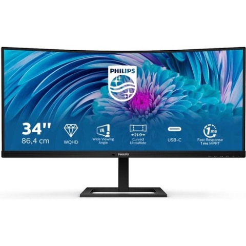 Philips 346E2CUAE - QHD Curved UltraWide USB-C Monitor - 65w - 34 Inch