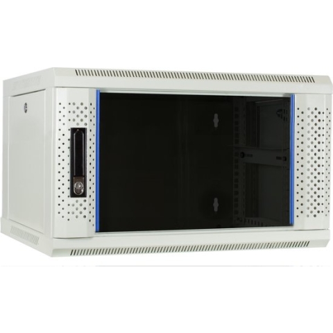 DSIT 6U witte wandkast / serverbehuizing met glazen deur 600x450x368mm (BxDxH) - 19 inch