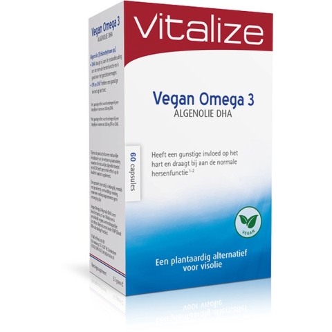 Vegan Omega 3 Algenolie DHA 60 capsules - Gunstige invloed op het hart - Goed voor het gezichtsvermogen - Vitalize