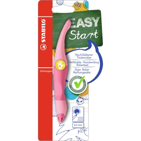 STASTABILO EASYoriginal - Ergonomische Rollerball - Linkshandig - Blauwe Uitwisbare Inkt - Holograph Edition - Navulbaar - Pastel Poeder Roze