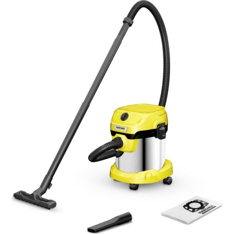 Kärcher WD 2 Plus S V-15/4/18 nat- en droogzuiger - 1000W - RVS vuilreservoir 15L - stroomkabel 4m