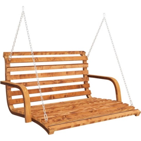 Schommelbank 91x130x58 cm gebogen hout met teakafwerking