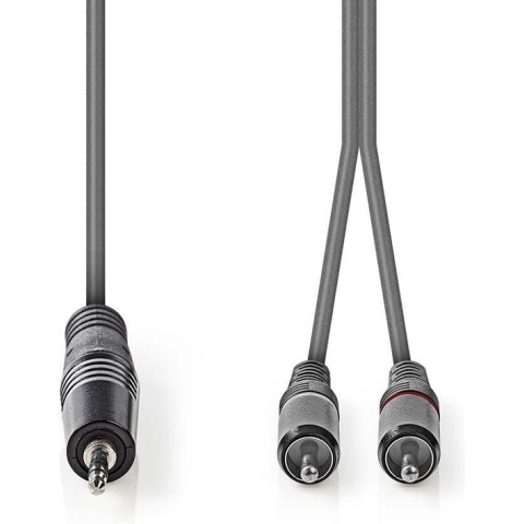 Stereo-Audiokabel - 3,5 mm Male - 2x RCA Male - Vernikkeld - 3.00 m - Rond - Donkergrijs - Kartonnen Sleeve