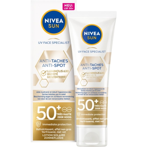 NIVEA SUN Face Luminous Anti-Spot Gezichtscrème - Zonnebrand - SPF 50+ - Anti Pigmentvlekken - Beschermt en egaliseert - 40 ml