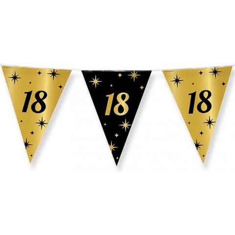 Leeftijd verjaardag feest vlaggetjes 18 jaar geworden zwart/goud 10 meter