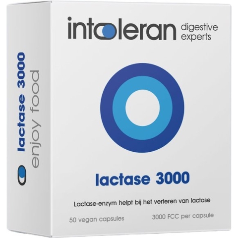 Intoleran Lactase 3000 Spijsverteringsenzymen - 50 Capsules | Lactase enzym voor hulp bij Lactose vertering en Lactose-intolerantie | Directe werking | Puur en Vegan Voedingssupplement | Low FODMAP