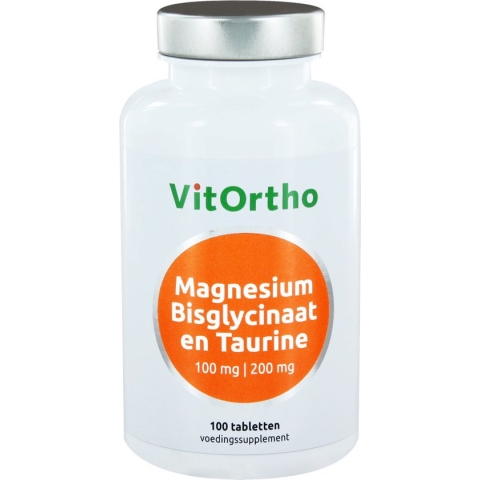 VitOrtho - Magnesium Bisglycinaat 100 mg en Taurine 200 mg (100 tablets)