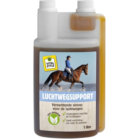 VITALstyle LuchtwegSupport - Paarden Supplement - Verzachtende Siroop Voor De Luchtwegen - Met o.a. Honing & Tijm - 1 L