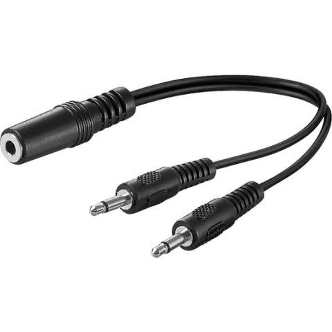 2x 3,5mm Jack (m) mono - 3,5mm Jack (v) stereo audio splitter adapter - 0,20 meter