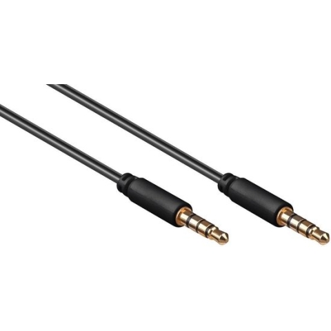 3,5mm Jack 4-polig audio slim kabel AWG28 / zwart - 3 meter