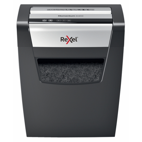 Rexel Momentum X410 Papierversnipperaar P-4 Snippers voor Thuiskantoor/Thuiswerkplek - Invoer tot 10 A4-Vellen - Zwart