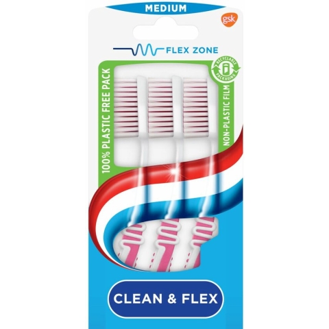 Aquafresh Tandenborstel - Clean & Flex - Medium - 3 stuks