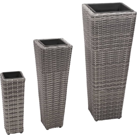 vidaXL-Plantenbakken-verhoogd-3-st-poly-rattan-grijs