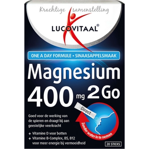 Lucovitaal Magnesium 400 mg 2Go Voedingssupplement - 20 sticks