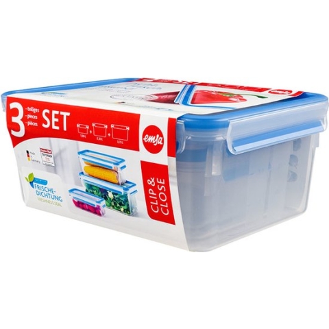 EMSA 508567 Voorraaddoos Rechthoekig Doos Blauw. Doorschijnend 3 stuk(s)