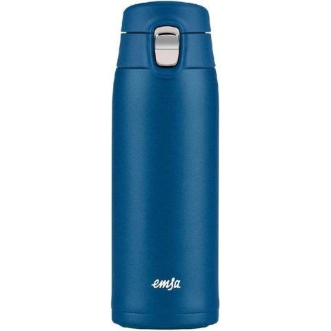 Emsa Travel Mug Light Thermo isolatiebeker van roestvrij staal, 0,4 liter, 8 uur warm, 16 uur koud, 100% lekvrij, vaatwasmachinebestendig, klapsluitsysteem, blauw, 1 stuk