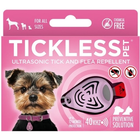 TICKLESS Pet - Ultrasone teken en vlooienbestrijder voor huisdieren - Vrij van chemicaliën - Oranje, Roze, Zwart of Bruin (ECOPET) - Pet - Roze