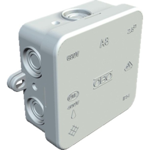 OBO A8 kabeldoos 2,5mm2 660V 75x75x36mm IP54 lichtgrijs