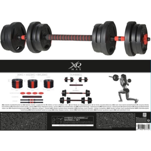 XQ Max - Dumbbell & Barbell - 3-in- 1 - Verstelbaar MET stang - 20 kg