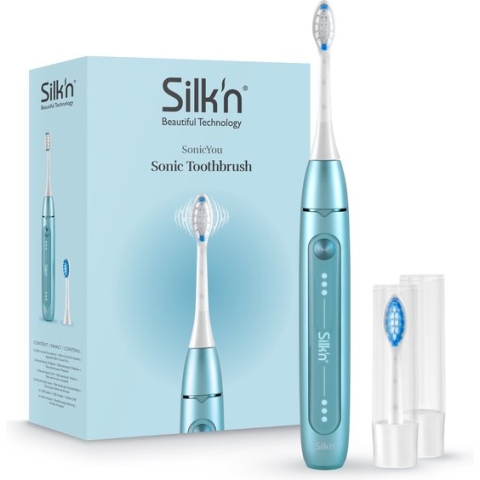 Silk'n Elektrische Tandenborstel - SonicYou - Elektrische Tandenborstel met 2 opzetborstels en 2 beschermkapjes - Licht blauw