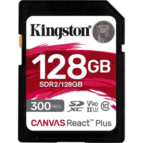 Kingston Canvas React Plus - Flashgeheugenkaart - 128 GB - Video Class V90 UHS-II U3 Class10 - SDXC UHS-II