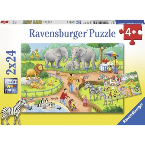 Ravensburger puzzel Een dag in de dierentuin - 2x24 stukjes - kinderpuzzel