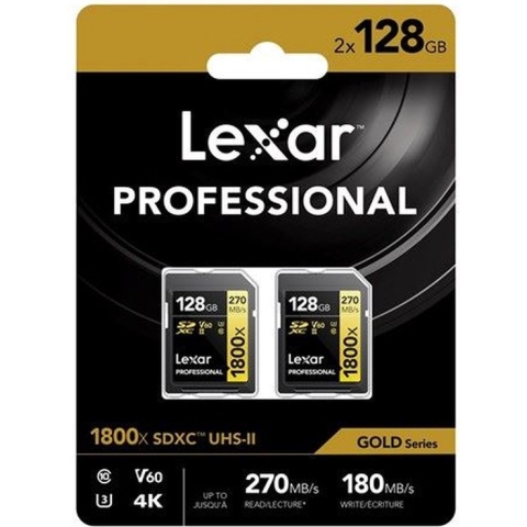 Lexar Professional GOLD SDXC 1800x 128GB UHS-II V60 - 2PACK
