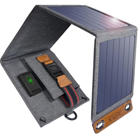 Choetech opvouwbaar zonnepaneel oplader USB-A waterproof 14W solar reislader outdoor - Grijs