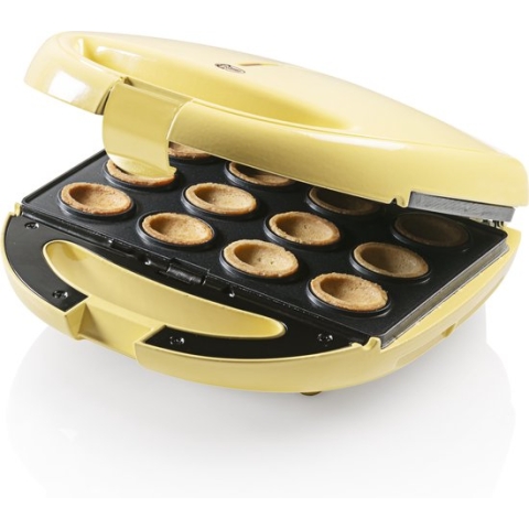 Bestron Wafelijzer voor koekjes, oreshkimaker in retro design, met automatische temperatuurregeling, baklampje & antiaanbaklaag, 850 Watt, kleur: geel