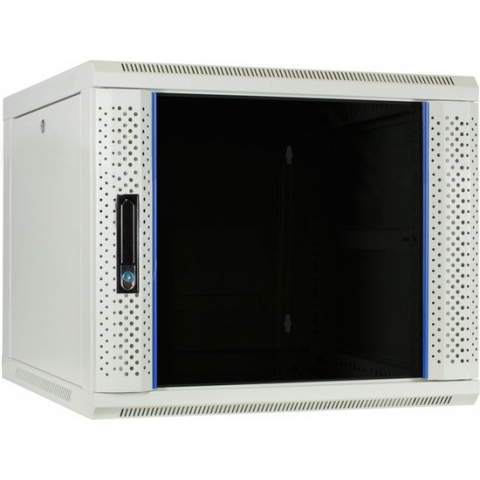 DSIT 9U witte wandkast / serverbehuizing met glazen deur 600x600x500mm (BxDxH) - 19 inch