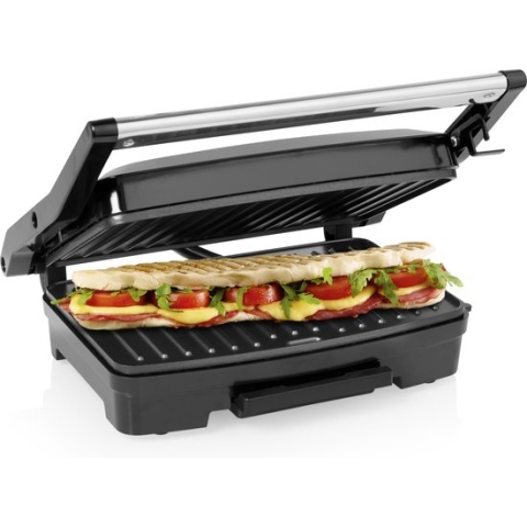 Princess Contactgrill compact 117501 – Tosti apparaat - Panini grill - Grill apparaat - Bakoppervlak van 23 x 15 cm – Vetopvangbak - RVS Design