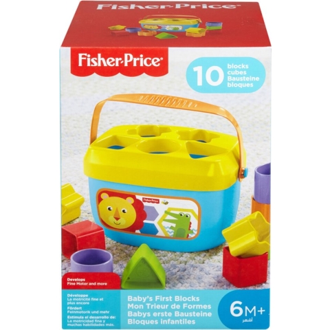 Fisher-Price Baby's Eerste Blokken Vernieuwde Editie - Blokkendoos - 10 Onderdelen - Baby Speelgoed