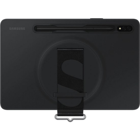 Samsung Galaxy Tab S8 - Siliconen Hoesje met Strap  - Zwart