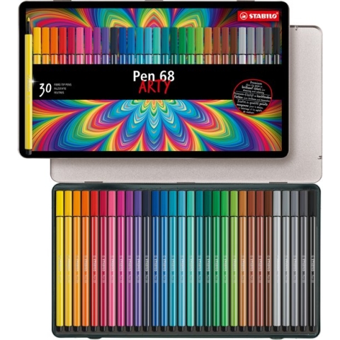 STABILO Pen 68 - Premium Viltstift - Metalen Etui - 30 Verschillende Kleuren