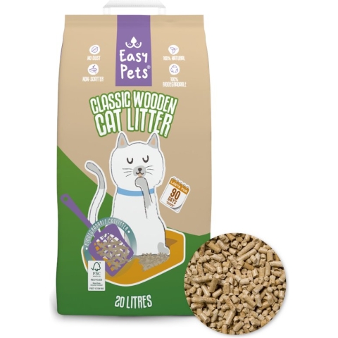 Easypets Houtkorrel Kattenbakvulling 10KG (20L) - Biologisch afbreekbare houtkorrels - FSC