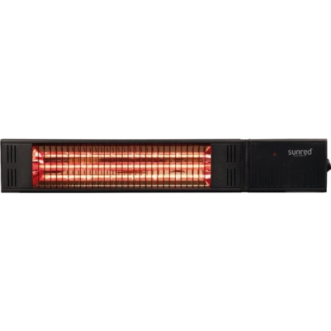 Sunred – Fortuna - Ultra lijn - Zwart - Wand model - Terrasverwarmer – Halogeen rosé goud technologie - 1500W – ECO – 3 Standen - Afstand bestuurbaar - Elektrische heater
