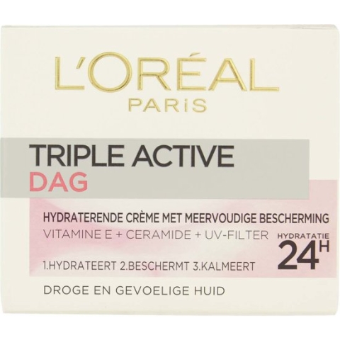 L’Oréal Paris Triple Active Hydraterende Dagcrème - Droge en Gevoelige huid - 50ml