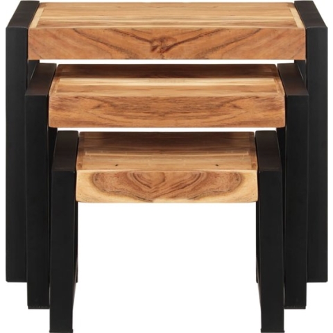 vidaXL-3-delige-Tafeltjesset-massief-hout-met-sheesham-afwerking