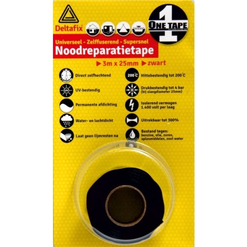 Noodreparatie Tape Siliconen Zwart 25 Mm X 3 Mtr.