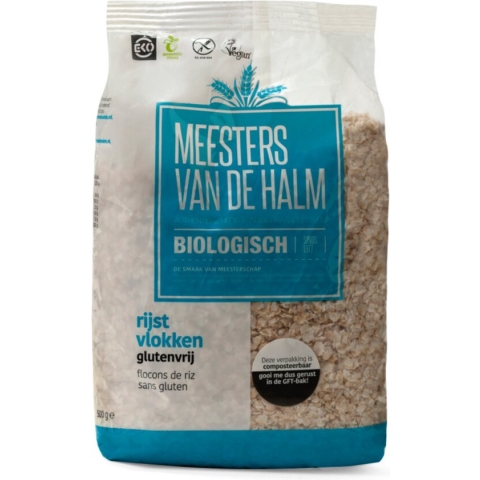 De halm Rijstvlokken Eko 500 gr