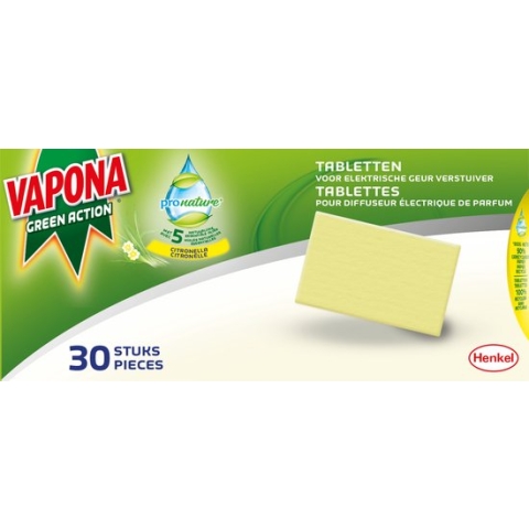 Vapona Pronature Green Action Elektronische Parfum Verstuiver Tablet Navulling - 30 stuks