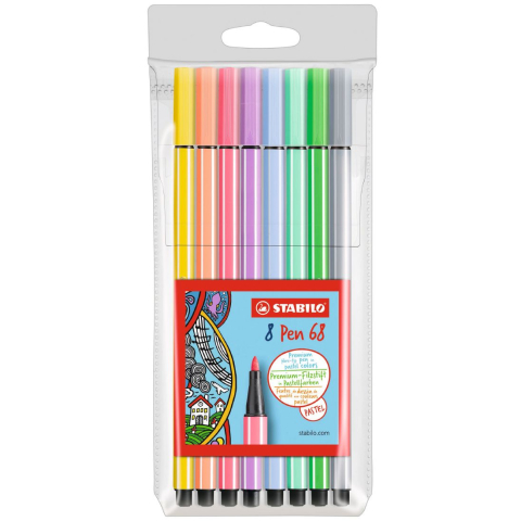 STABILO Pen 68 - Premium Viltstiften - Speciale Etui - Met 8 Pastelkleuren