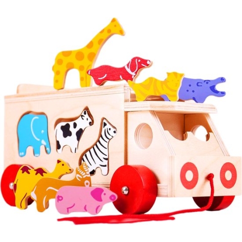 Bigjigs - vormenwagen - Dieren